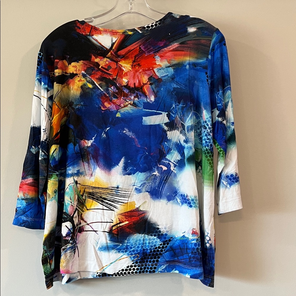 Ali Miles‎ - petite large, abstract 3/4 length blouse - Picture 2 of 8